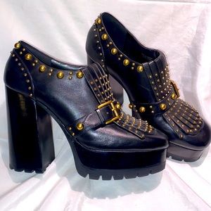 Michael Kors Black & Gold Platform Loafers